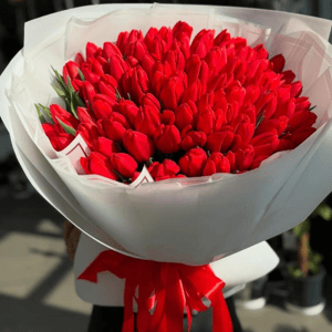 Букет из красных тюльпанов 101 шт