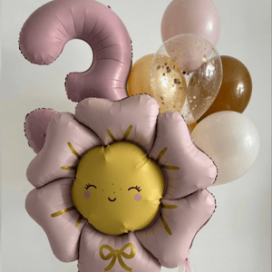 Шабор шаров с цифрой и цветочком