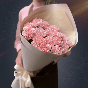 Классический букет из 15 розовых гвоздик