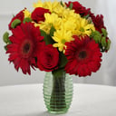 Букет «Playful Smile: red Roses, Gerberas and Daisies»
