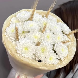 Букет из хризантем с колосками, арт.3832