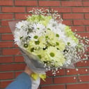 Букет «Утренняя свежесть» из хризантем и гипсофил