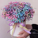 Шляпная коробка с цветами «Гипсофила микс в коробке»