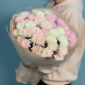 Букет «9 хризантем в оформлении»