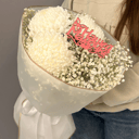 Букет с хризантемой и гипсофилой