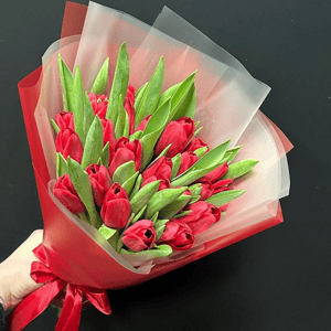 Букет «Красные тюльпаны 25шт»