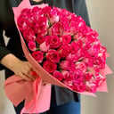 Букет «101 роза Розово - белая»