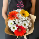 Букет 3 хризантемы и 3 герберы микс