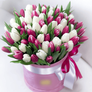 Букет Тюльпанов в шляпной коробке