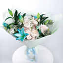 Букет «Лазурный восторг» из лилий и экзотических цветов