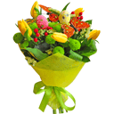 Букет «Пасхальный карнавал» из тюльпанов и хризантем