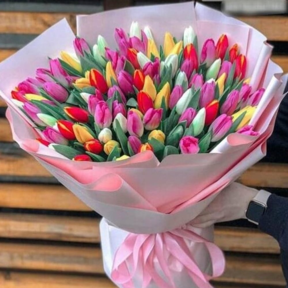 Букет «101 Тюльпан микс»