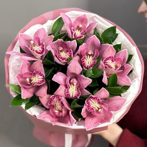 Букет из 9 розовых орхидей, арт.3490