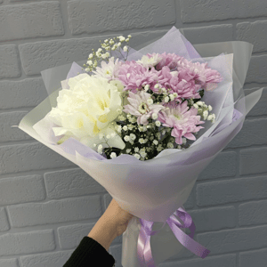 Букет "Весна" из роз и хризантем