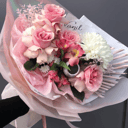 Букет из роз, хризантем и альстромерии