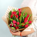 Букет «19 Тюльпанов винного цвета»