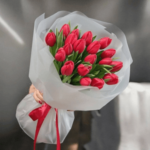 Букет «Красные тюльпаны 19 шт»