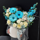 Букет «Композиция "Лазурный берег"» из роз и альстромерий