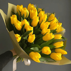 Букет из жёлтых тюльпанов 51шт