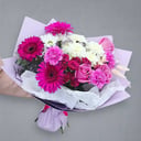 Сборный букет из гербер с хризантемами