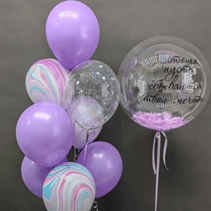 Воздушные шары в лавандовом оттенке