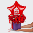 Подарочный набор «Композиция Суперзвезда» из роз и гербер