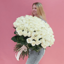 Букет из 101 белой розы 60см