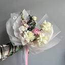 Букет «Нюд» из экзотических цветов и эустом