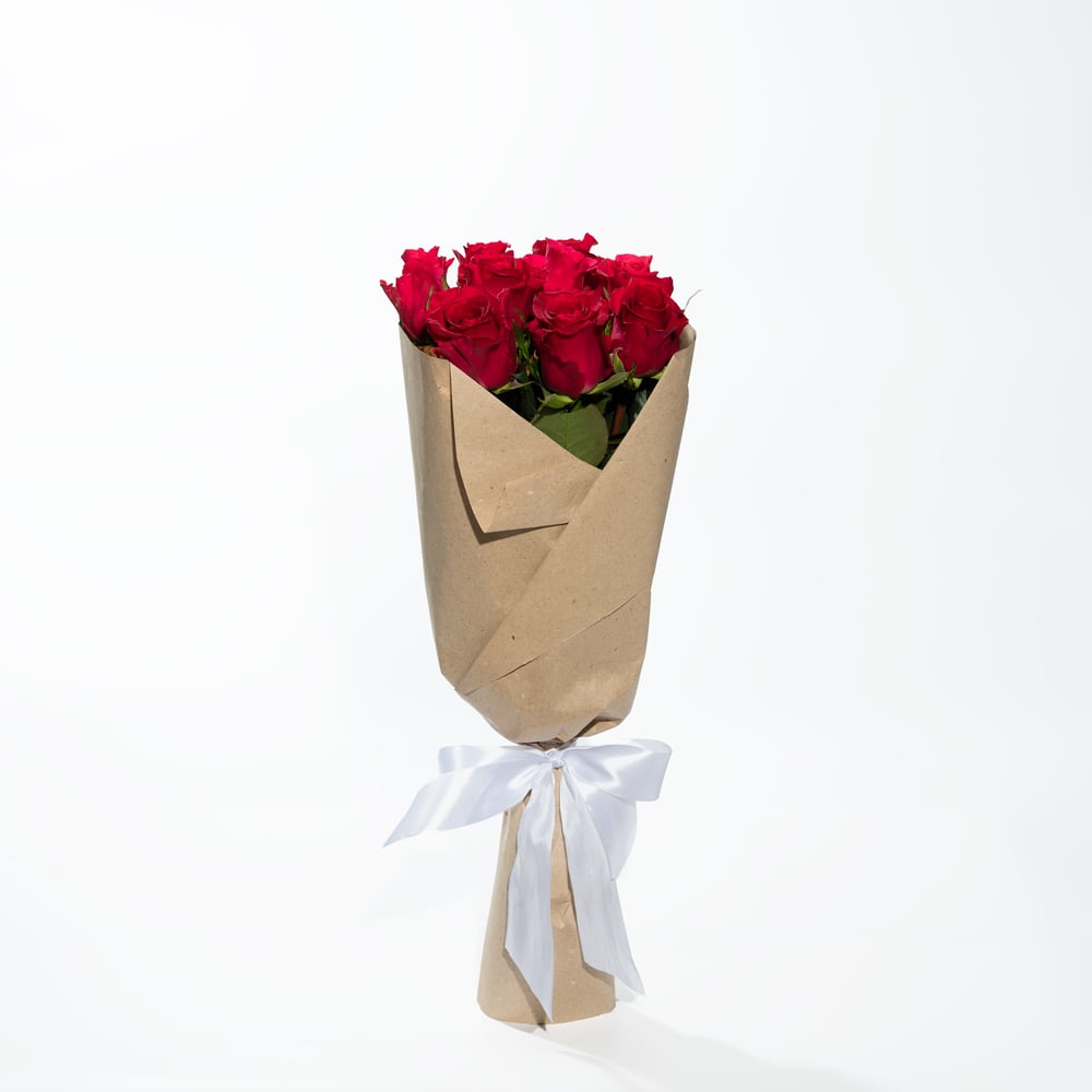 Букет 9 шикарных красных роз Готча 60 см