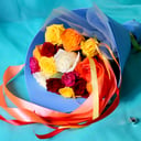 Букет «15 ярких разноцветных роз 40 см»