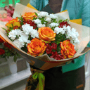 Букет «Шикарной» из роз и хризантем