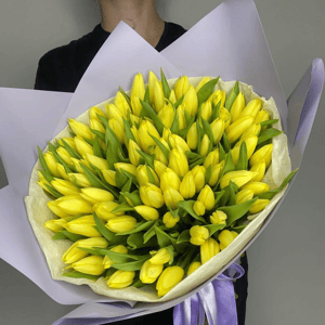 Букет из жёлтых тюльпанов 101 шт