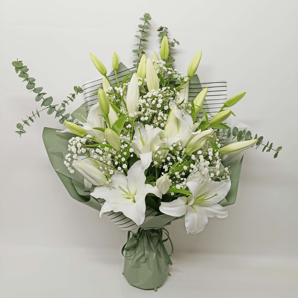 Букет «Ароматная лилия с гипсофилой»