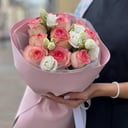 Букет «Эустома с розовой розой»