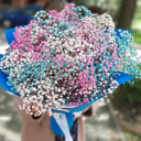 Букет из радужной гипсофилы в упаковке