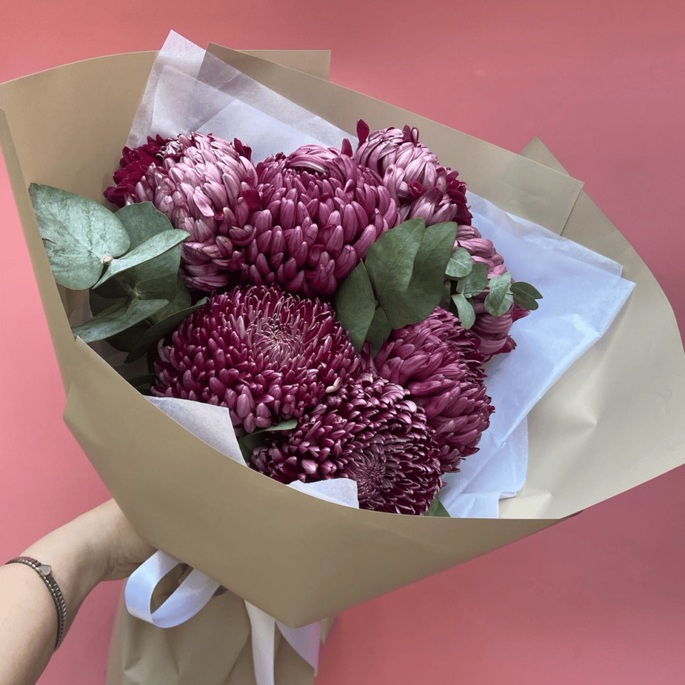 Букет «7 хризантем бигуди»