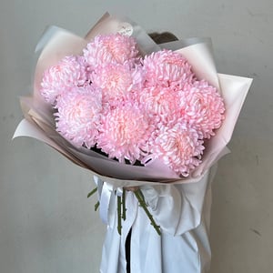 Монобукет из 9 розовых хризантем