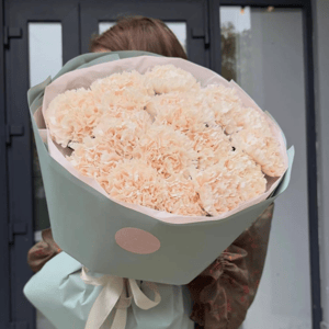 Букет из диантусов в пудровом тоне из гвоздик