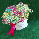 Шляпная коробка с цветами «Радуга в коробке»