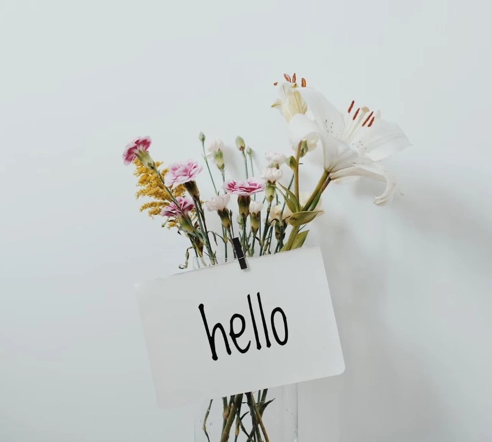 Handwritten card with flowers