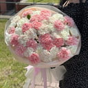 Букет «Гвоздика розовая и белая в нежном миксе»