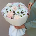 Букет «Нежность утра» из гвоздик и хризантем