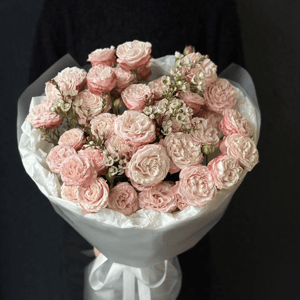 Букет «Клубничное мороженое» из роз