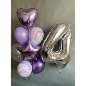 Набор шаров с гелием 357 -с цифрой 4