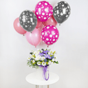 Подарочный набор «Композиция «Облако нежности» с гелиевыми шарами» из роз и хризантем