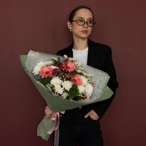 Букет «Шарм» из хризантем и гербер