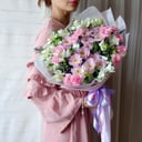 Букет  "Розовое Лето" из альстромерий и гвоздик