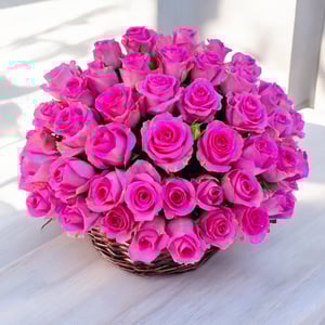 Корзина с цветами «51 роза в розовом цвете»
