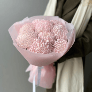 Монобукет из розовых хризантем