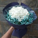 Букет «Белая гортензия с гипсофилой»